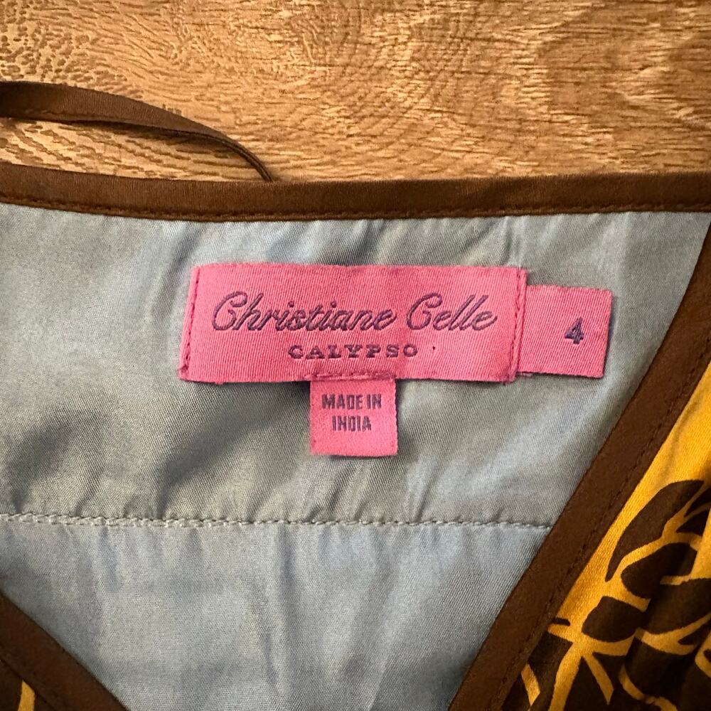 VTG Calypso Christiane Celle 100% Silk Floral Slip Dress Empire Waist Size 4 / S - Picture 14 of 16